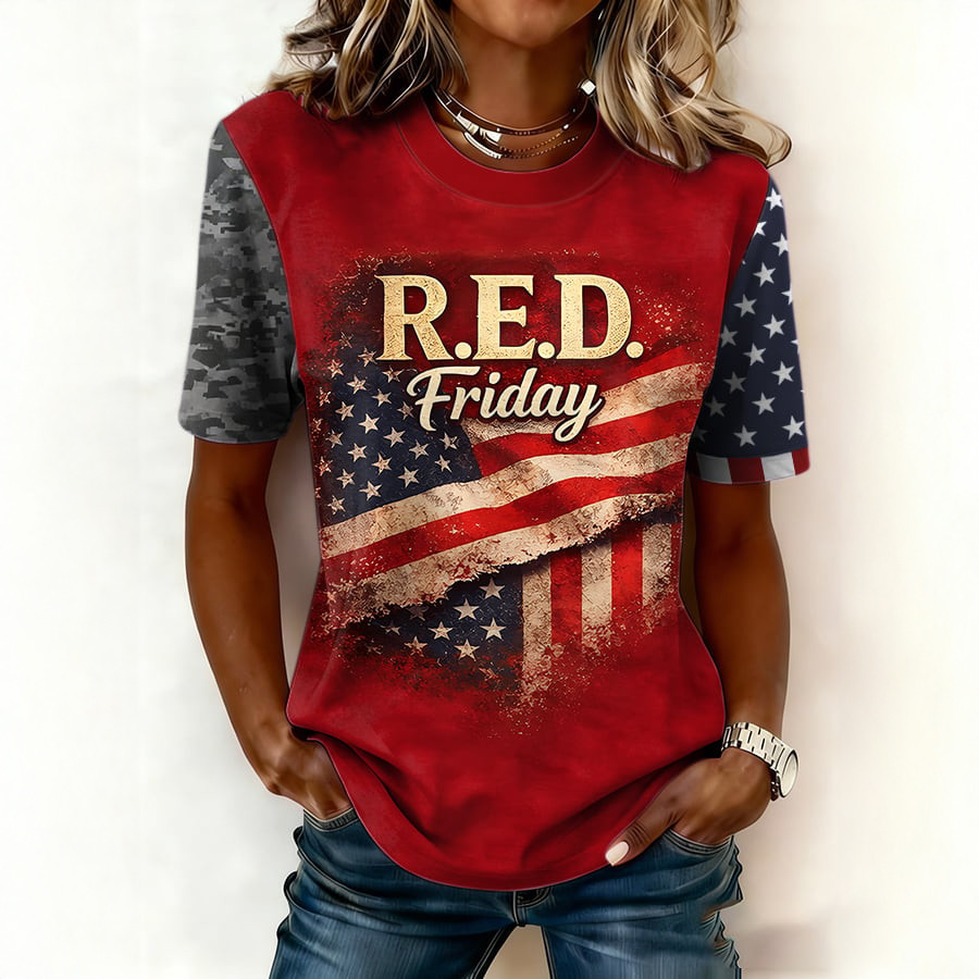 Red Fridays American Flag T-Shirt We Wear Red On Fridays Shirt Patriotic Gift