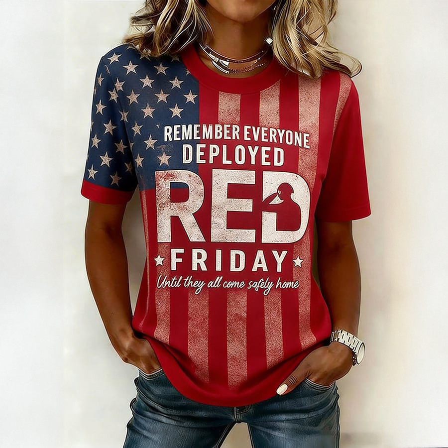 Red Fridays Remember Everyone Deployed T-Shirt American Flag Shirt Gift For Patriots