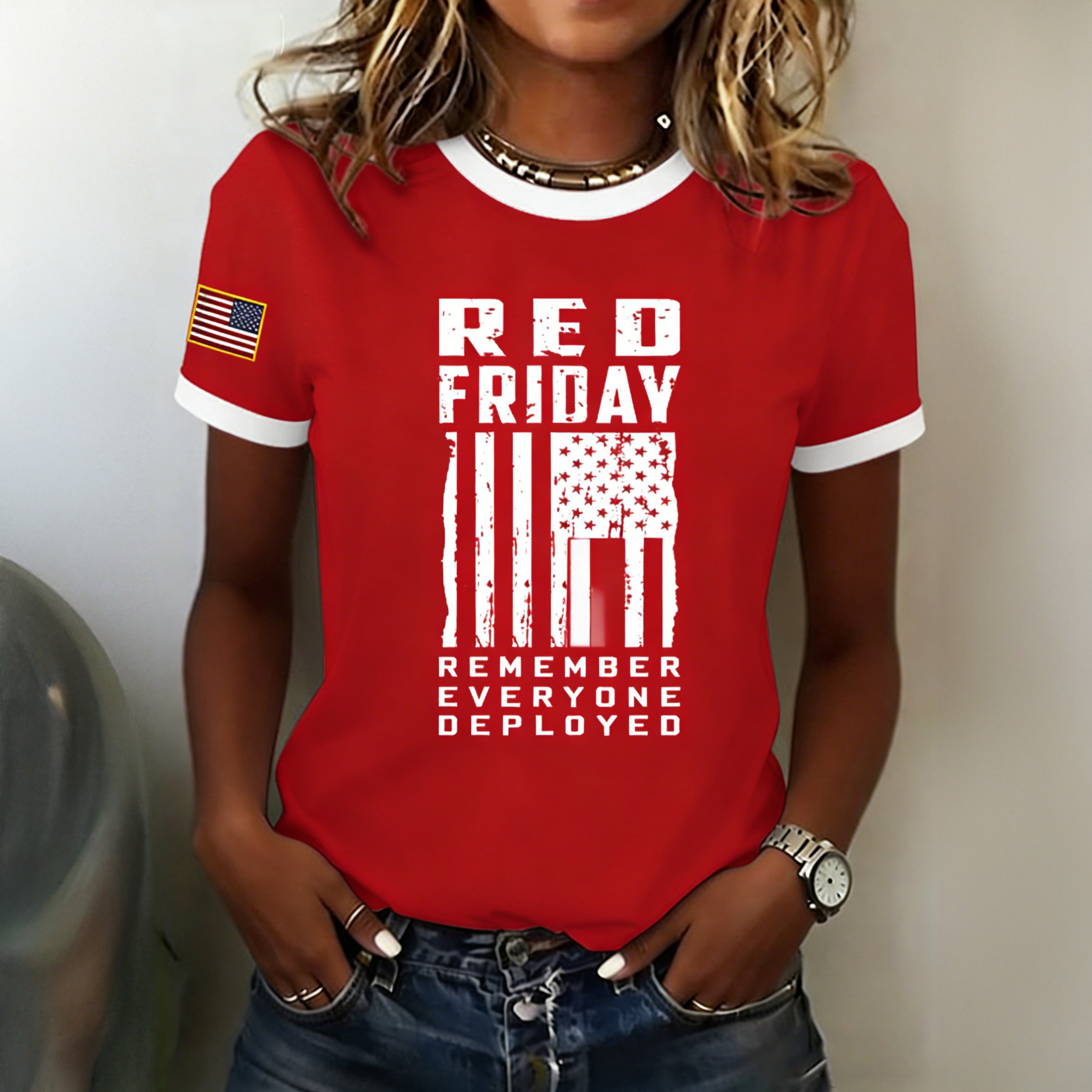 Red Fridays Remember Everyone Deployed T-Shirt Patriotic Apparel Red Fridays Gift For Her