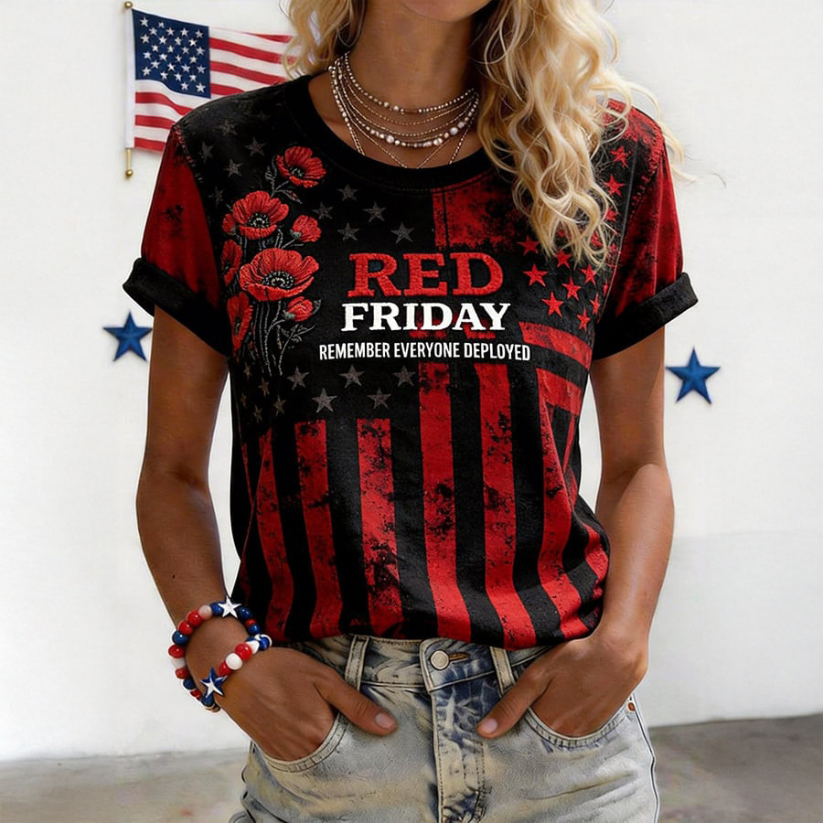 Red Fridays Remember Everyone Deployed T-Shirt Poppy Flower Red Fridays Tee Gift Ideas