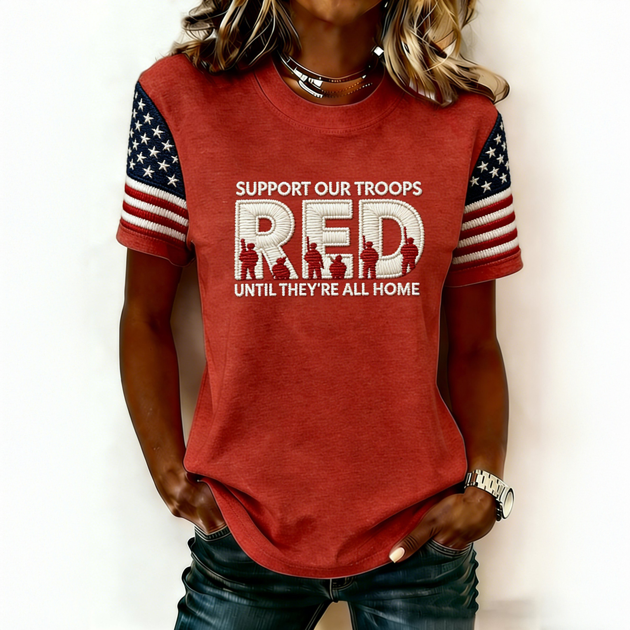 Red Fridays Support Our Troops T-Shirt Remember Everyone Deployed Shirt Veteran's Day Gift