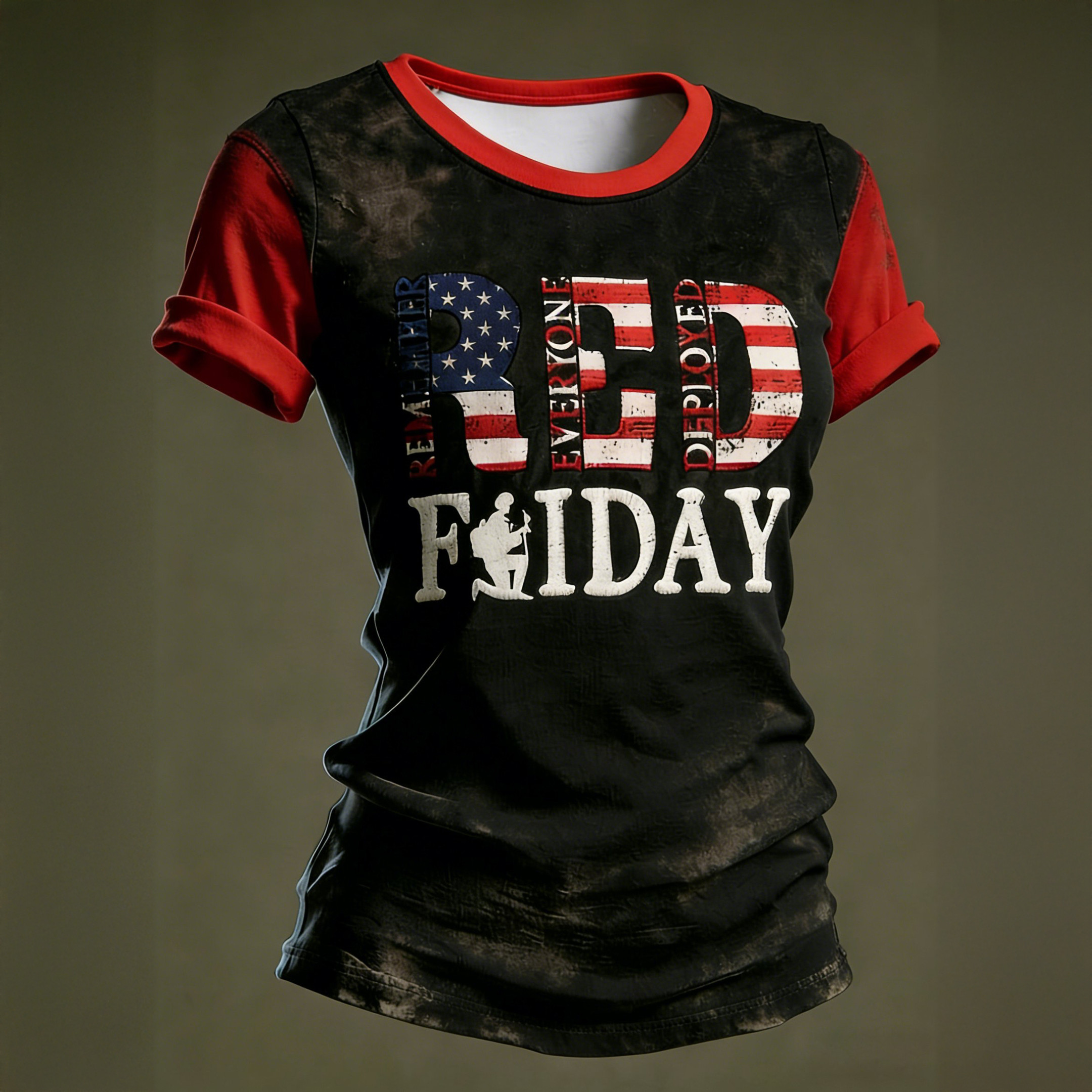 Red Fridays T-Shirt American Flag Letters Red Fridays Clothes Present For Her