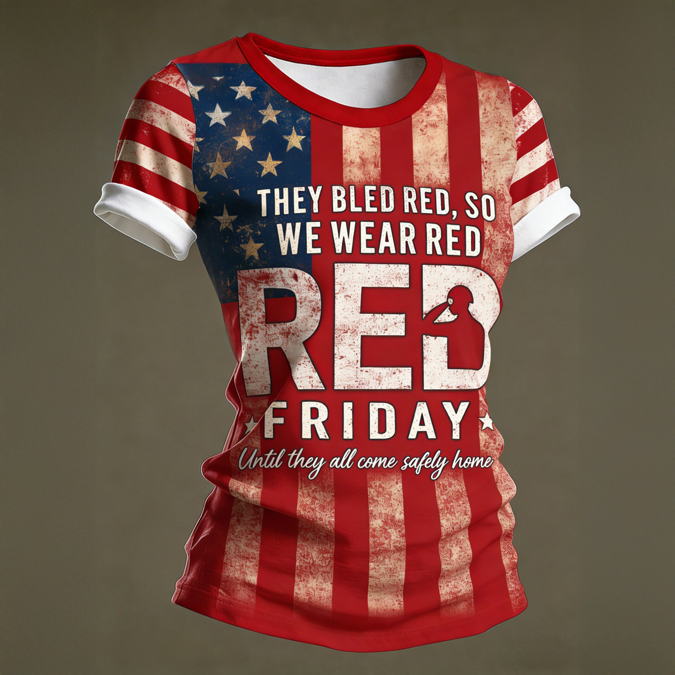 Red Fridays T-Shirt American Flag Until They All Come Safely Home Shirt Veteran Gift For Wife