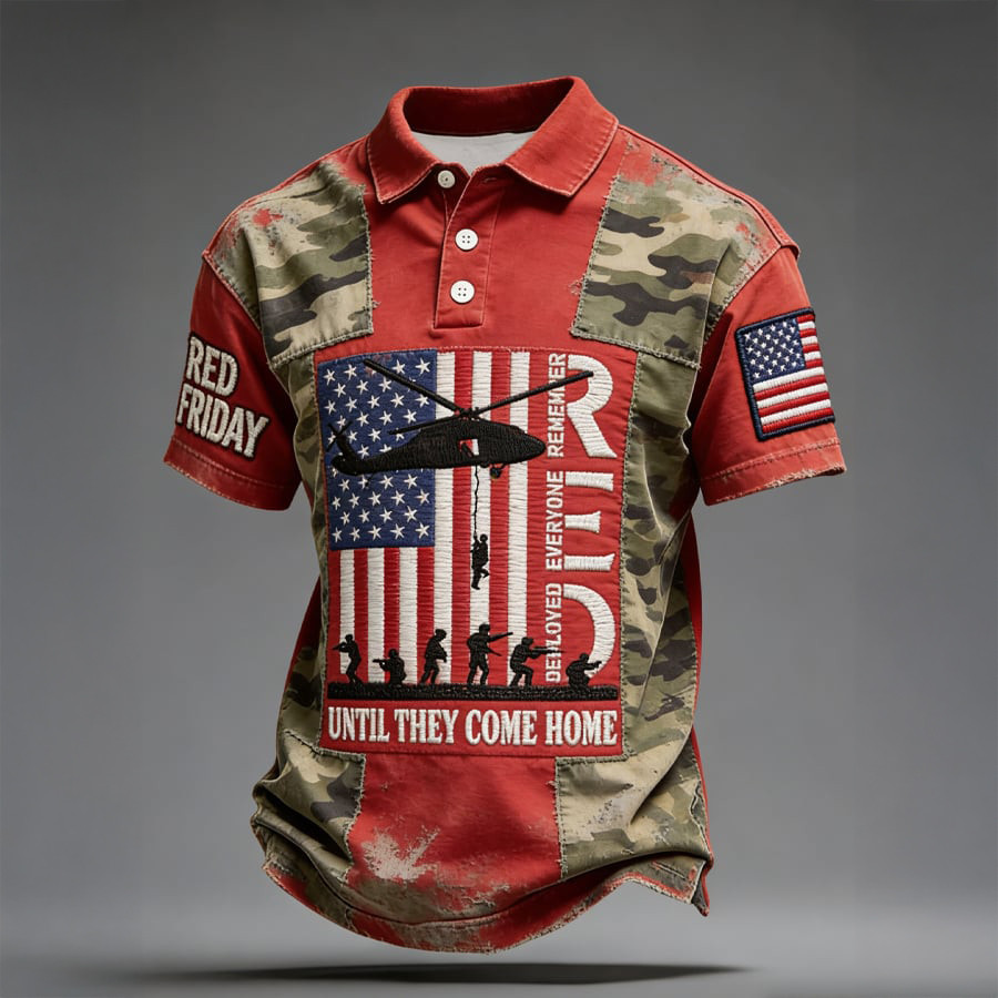 Red Fridays Until They All Come Home Polo Shirt American Flag Red Fridays Shirt Gift For Husband