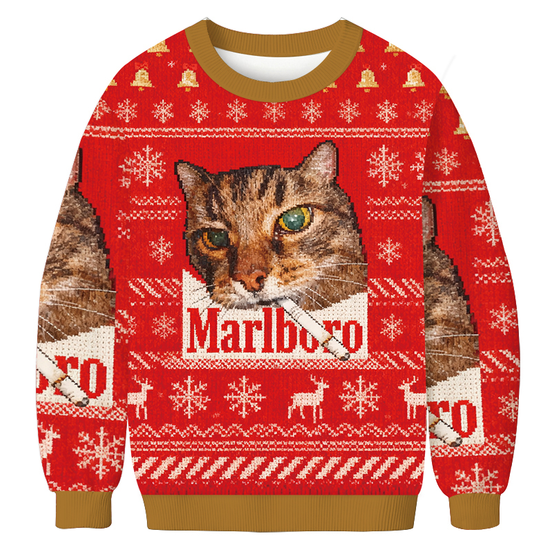 Red Funny Smoking Cat Meme Christmas Ugly Sweatshirt Holiday Season Gag Gift Top Red Funny Smoking Cat Meme Christmas Ugly Sweatshirt Holiday Season Gag Gift Top