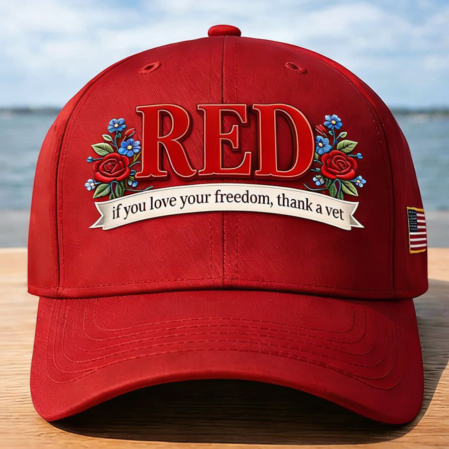 Red If You Love Your Freedom Thank A Vet Hat Red Fridays Baseball Cap