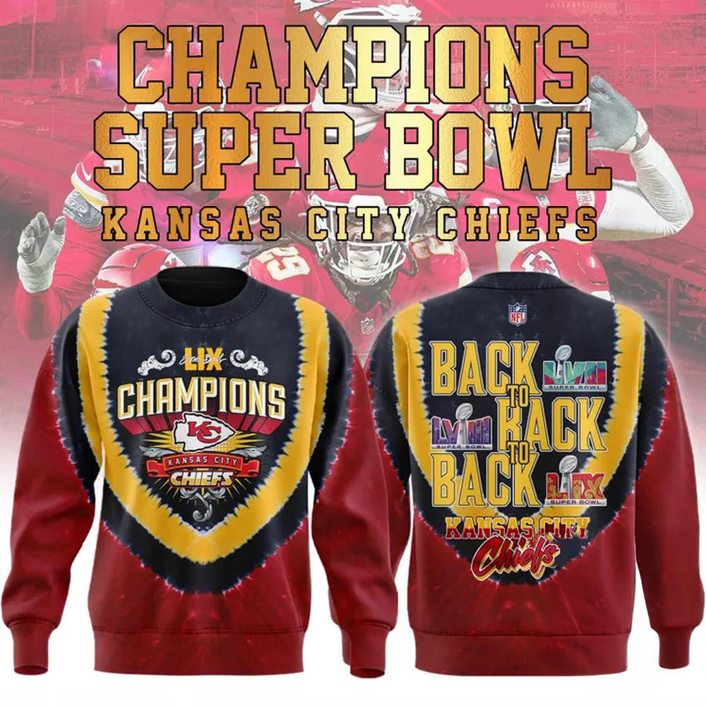 Red Kansas City Chiefs Super Bowl LIX Champions Shield Sweatshirt Football Fan Gifts