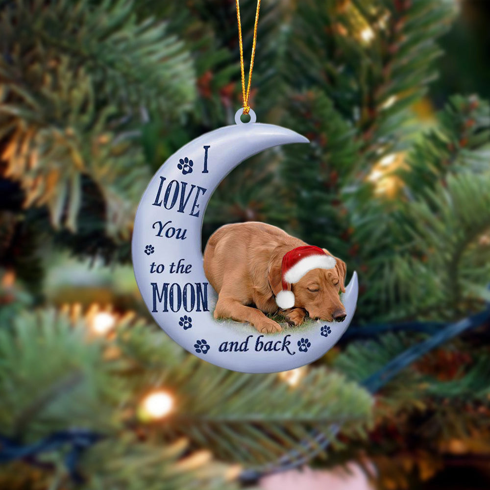 Red labrador retriever I Love You To The Moon And Back Christmas Ornament