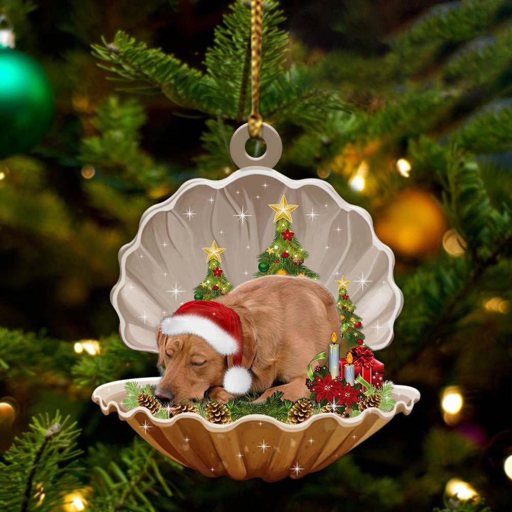 Red Labrador Retriever3 Sleeping in Pearl Dog Christmas Ornament Flat Acrylic