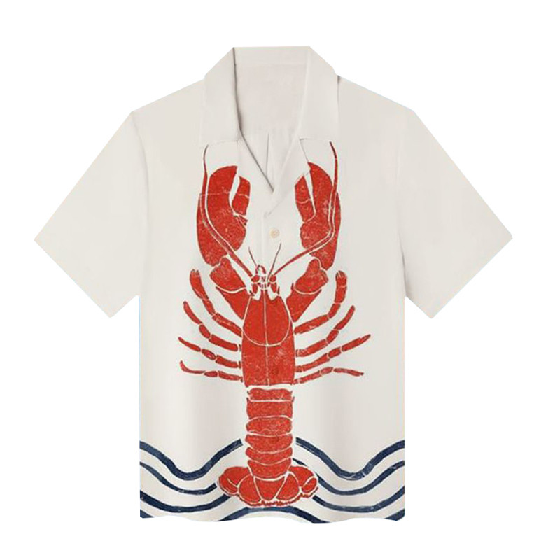 Red Lobster Hawaiian Shirt Animal Themed Japanese Art Clothing Lobster Lover Gifts
