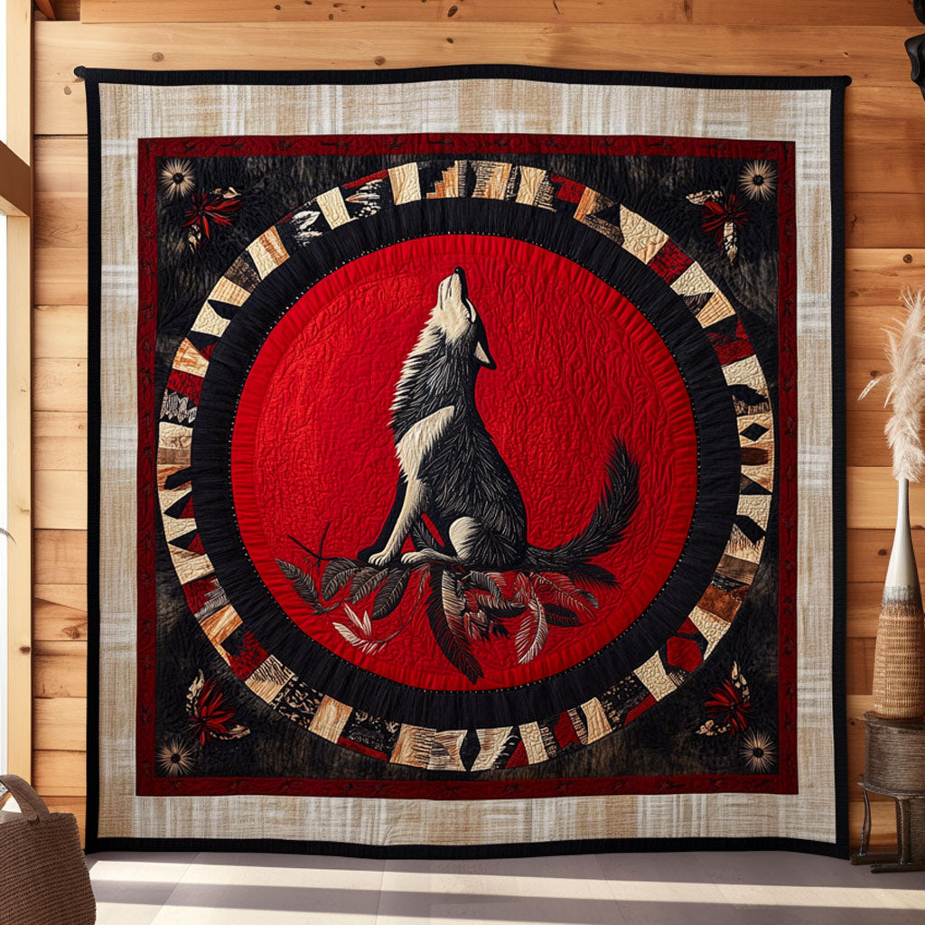 Red Moon Wolf Quilt Perfect Holiday Gift for Blanket Lovers