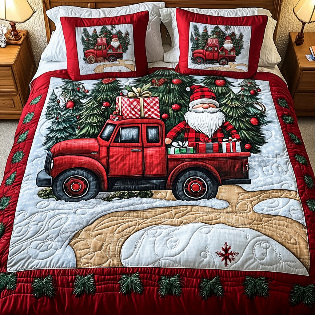 Red n Evergreen Joy Quilted Bedding Set Holiday Duvet Covers Teacher Christmas Gifts