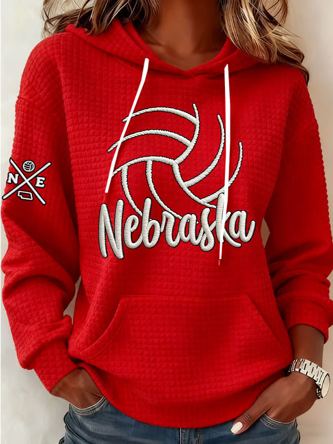 Red Nebraska Volleyball Hoodie Game Day Hoodie Volleyball Lovers Gifts For Wife