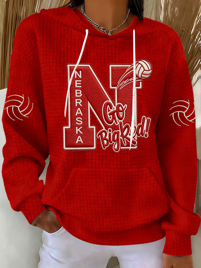 Red Nebraska Volleyball Hoodie Game Day Merch Go Big Red Sweatshirt Gifts For Volleyball Fans