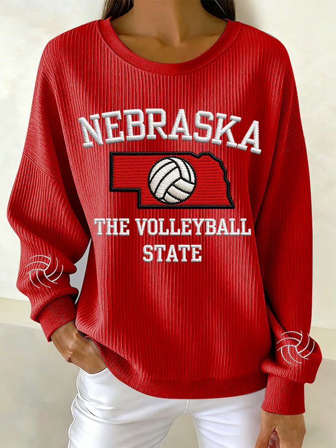Red Nebraska Volleyball Sweatshirt Game Day Sweatshirt Volleyball Lovers Gifts For Wife
