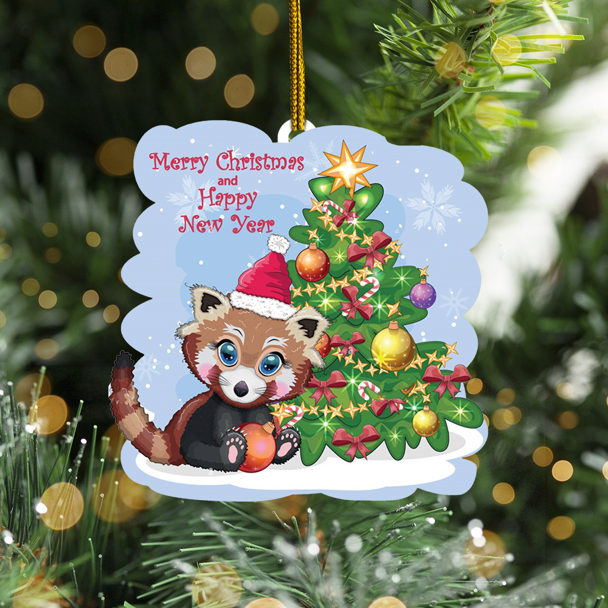 Red Panda Ornament Merry Christmas And Happy New Year Tree Ornament Decorating Ideas