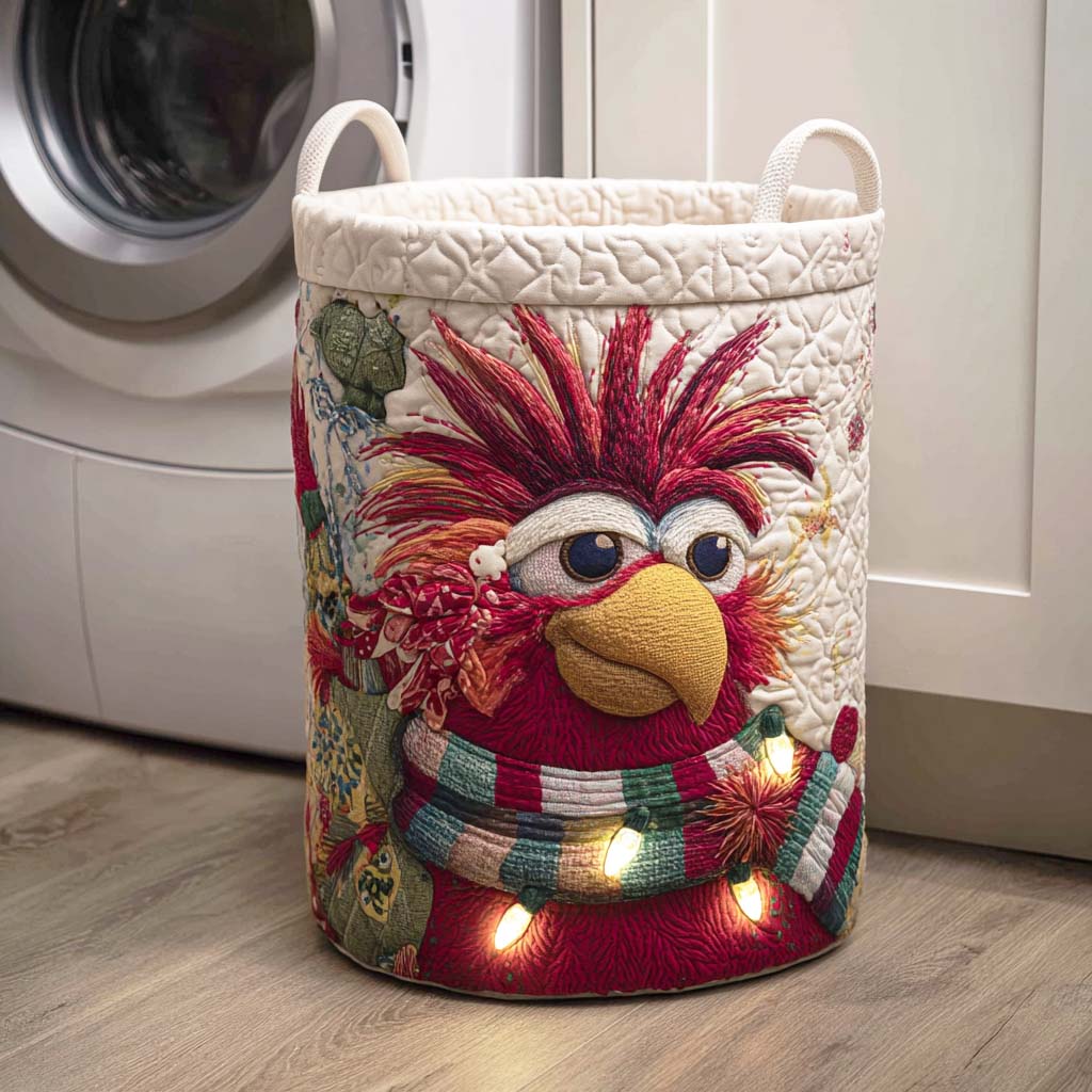 Red Plume Quilted Laundry Basket Mother's Day Merch Gift