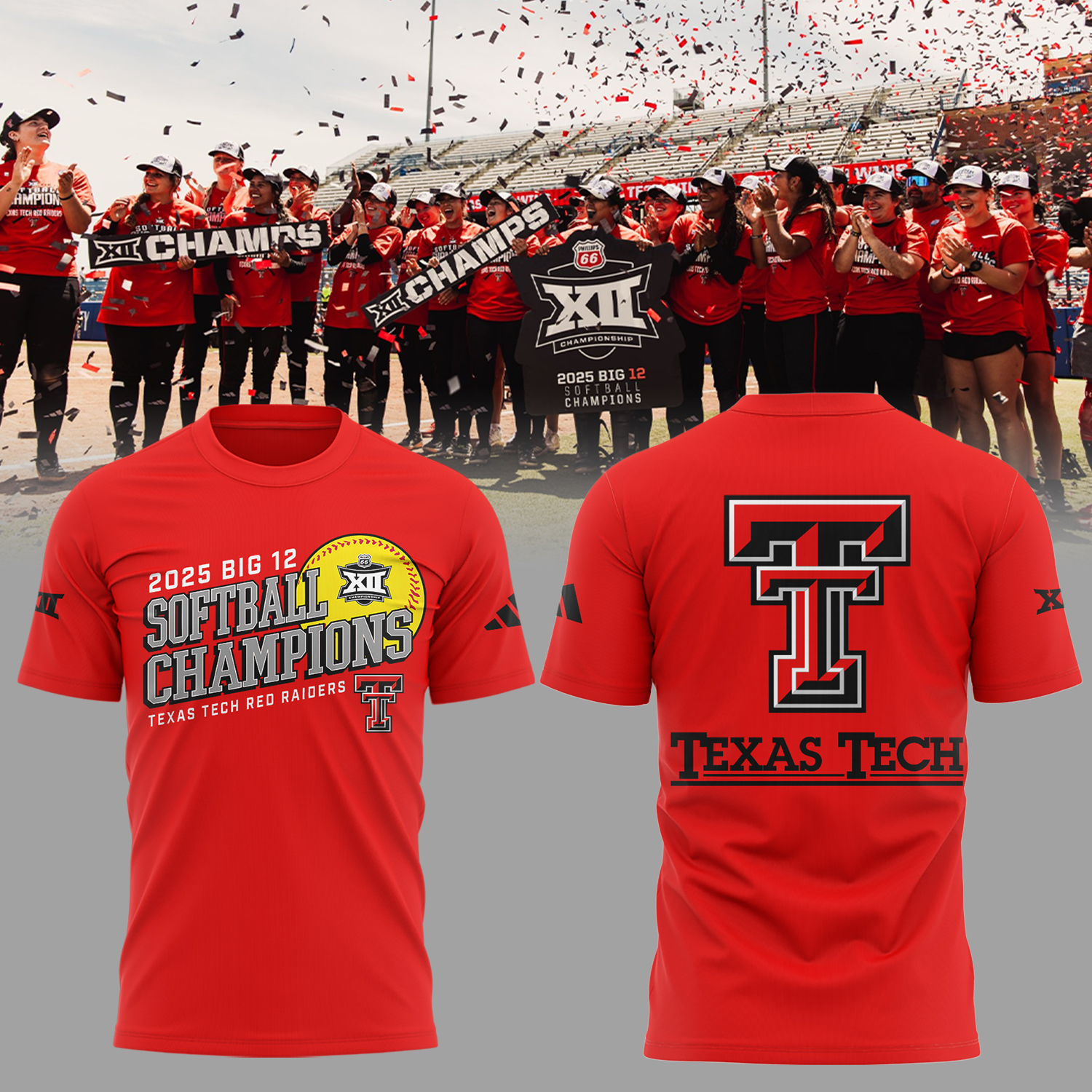 Red Raiders Softball Champion Big12 2025 T-Shirt Best Presents For Softball Fans