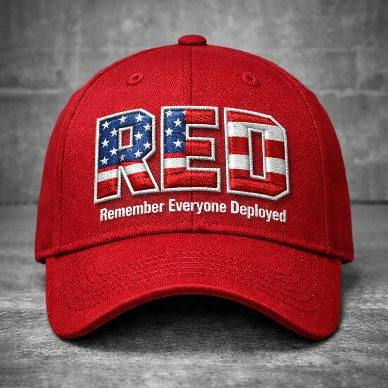 RED Remember Everyone Deployed Baseball Hat American Flag Patriotic Cap Best Gift For US Veterans