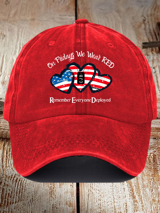 Red Remember Everyone Deployed Hat On Friday We Wear Red Cap Patriotic Gifts For Veterans