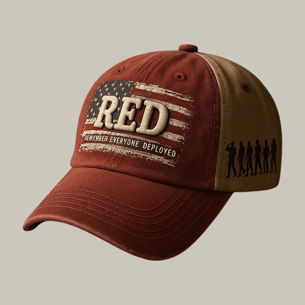 RED Remember Everyone Deployed Hat Vintage Patriotic Basebal Cap Husband Gift Idea