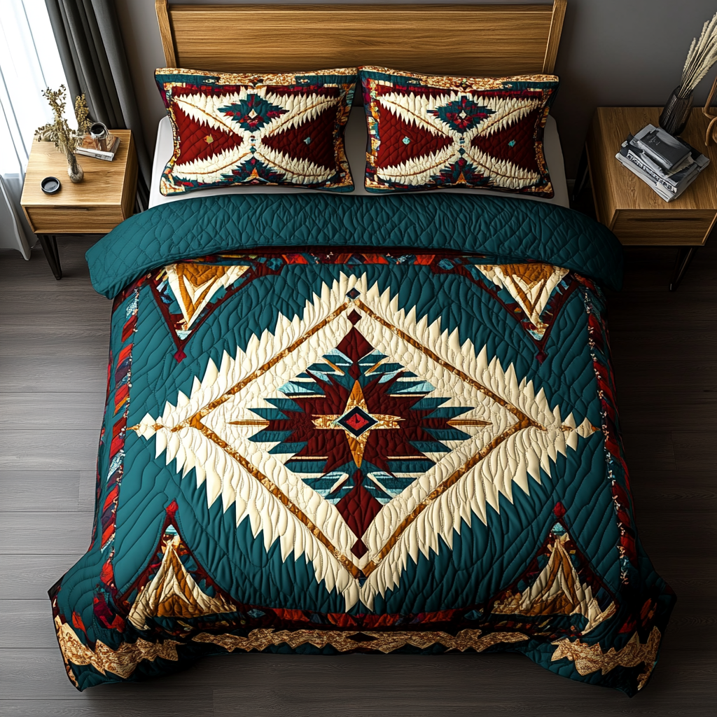 Red Rock Radiance Quilted Bedding Set Cute Bedroom Decor Native American Wedding Gifts