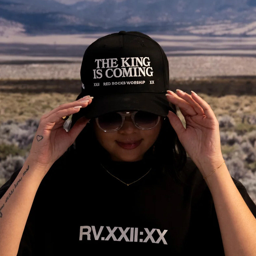 Red Rocks Merch The King Is Coming Embroidered Hat Gifts For Husband Red Rocks Merch The King Is Coming Embroidered Hat Gifts For Husband