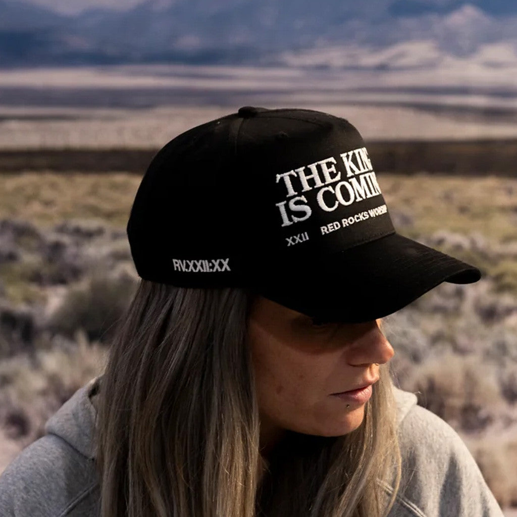Red Rocks Merch The King Is Coming Embroidered Hat Gifts For Husband Red Rocks Merch The King Is Coming Embroidered Hat Gifts For Husband