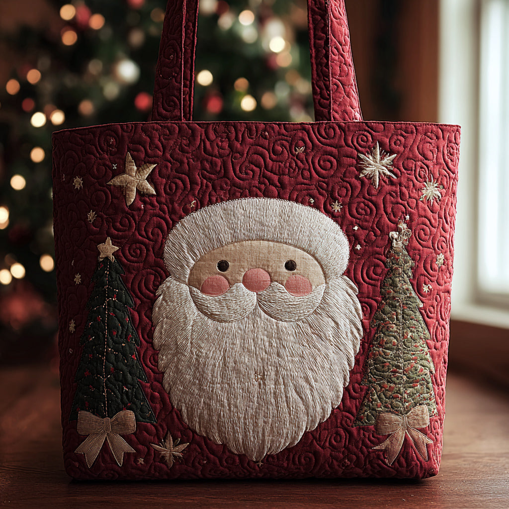 Red Santa Claus Quilted Tote Bag Funny Secret Santa Gifts