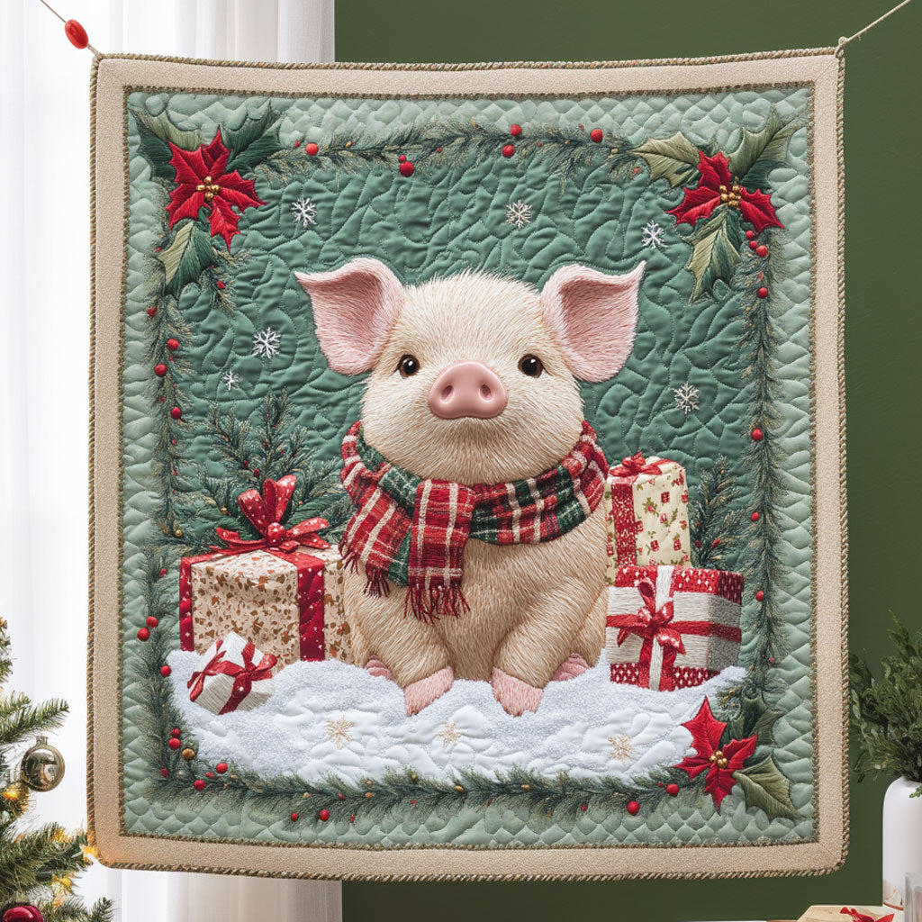 Red Scarf Pig Quilt Soft Quilt Blanket to Add Style and Warmth