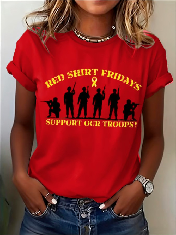 Red Shirt Fridays Support Our Troops T-Shirt Patriotic Military Clothing Best Gift For Supporters