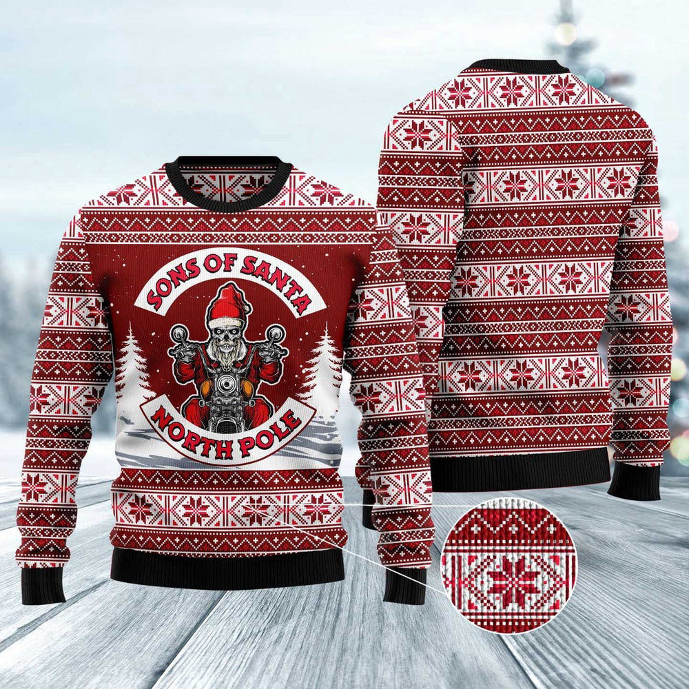 Red Sons Of Santa Ugly Christmas Sweater Funny Ugly Christmas Sweater Cool Christmas Gifts