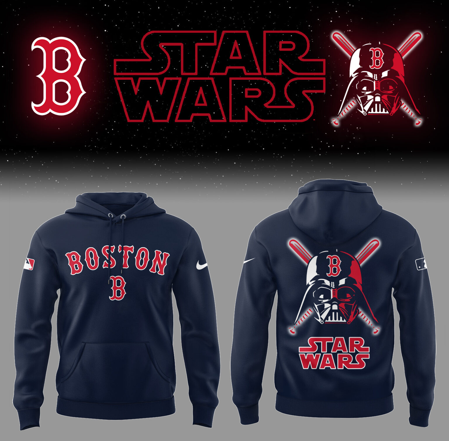 Red Sox Baseball 2025 Limited "Red Sox x Star Wars" Navy Hoodie Baseball Team Gift Ideas