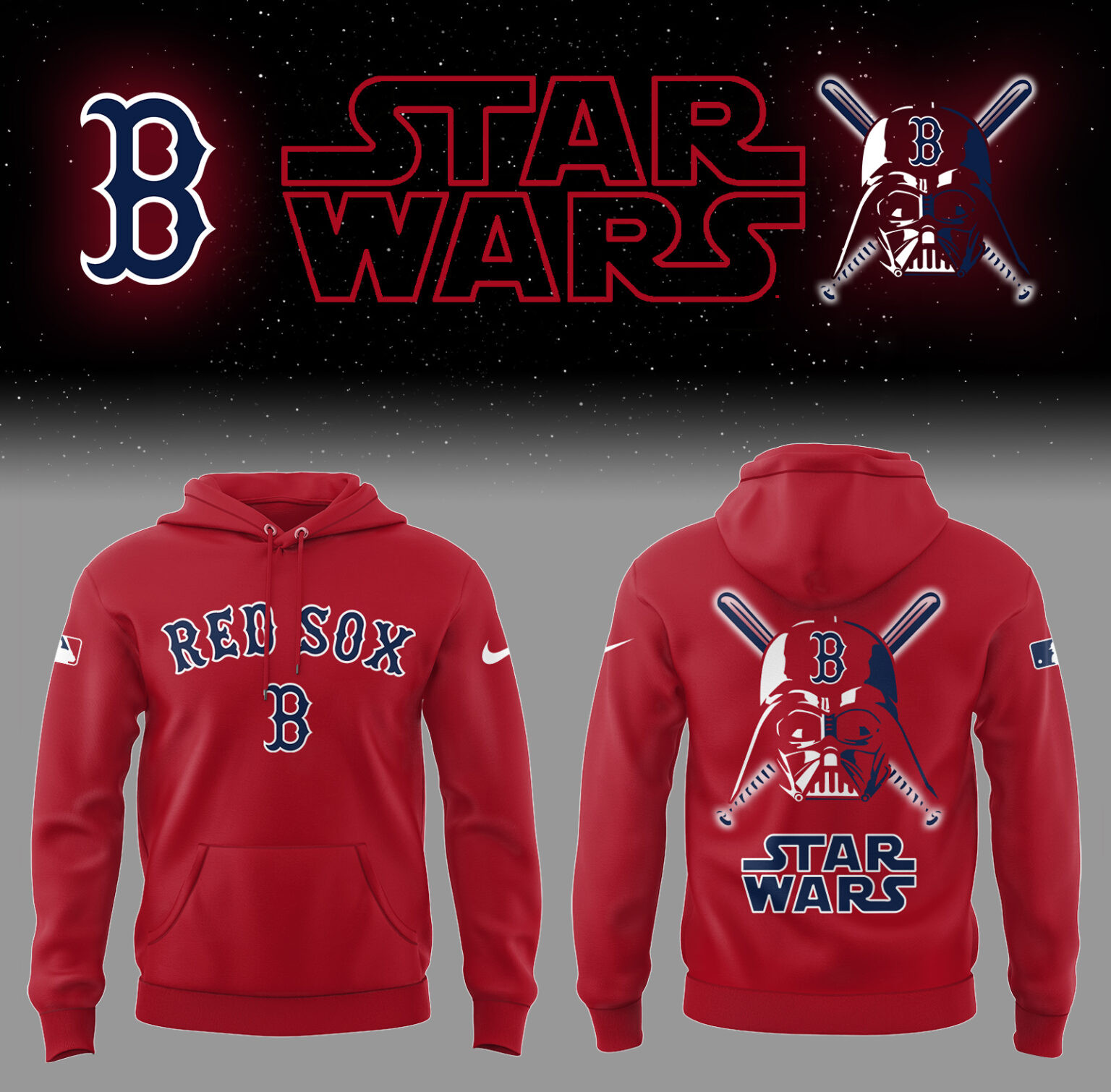 Red Sox Baseball 2025 Limited "Red Sox x Star Wars" Red Hoodie Best Gifts For Baseball Fans