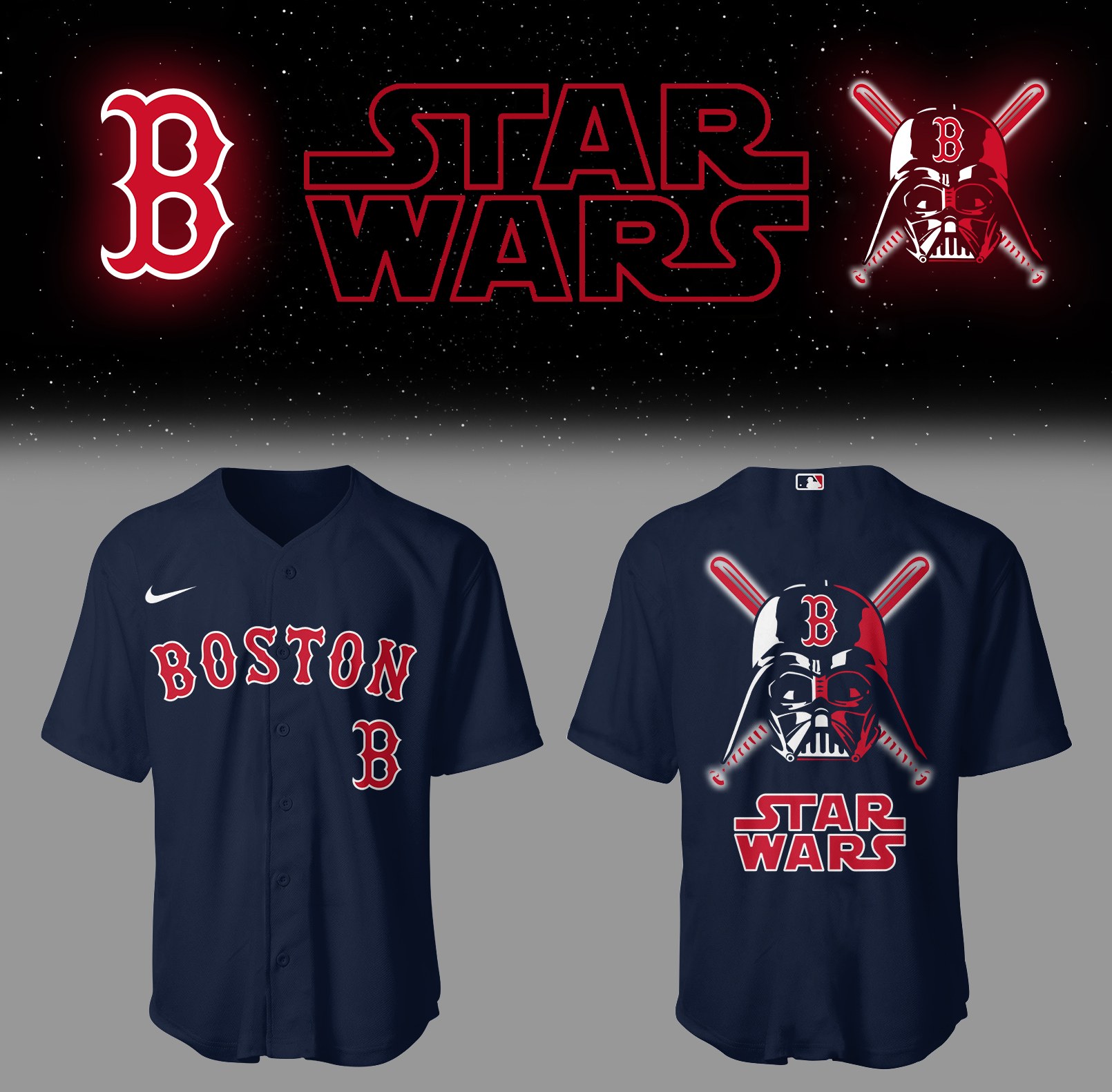 Red Sox Baseball 2025 Red Sox x Star Wars Navy Jersey Gift Ideas For Baseball Players