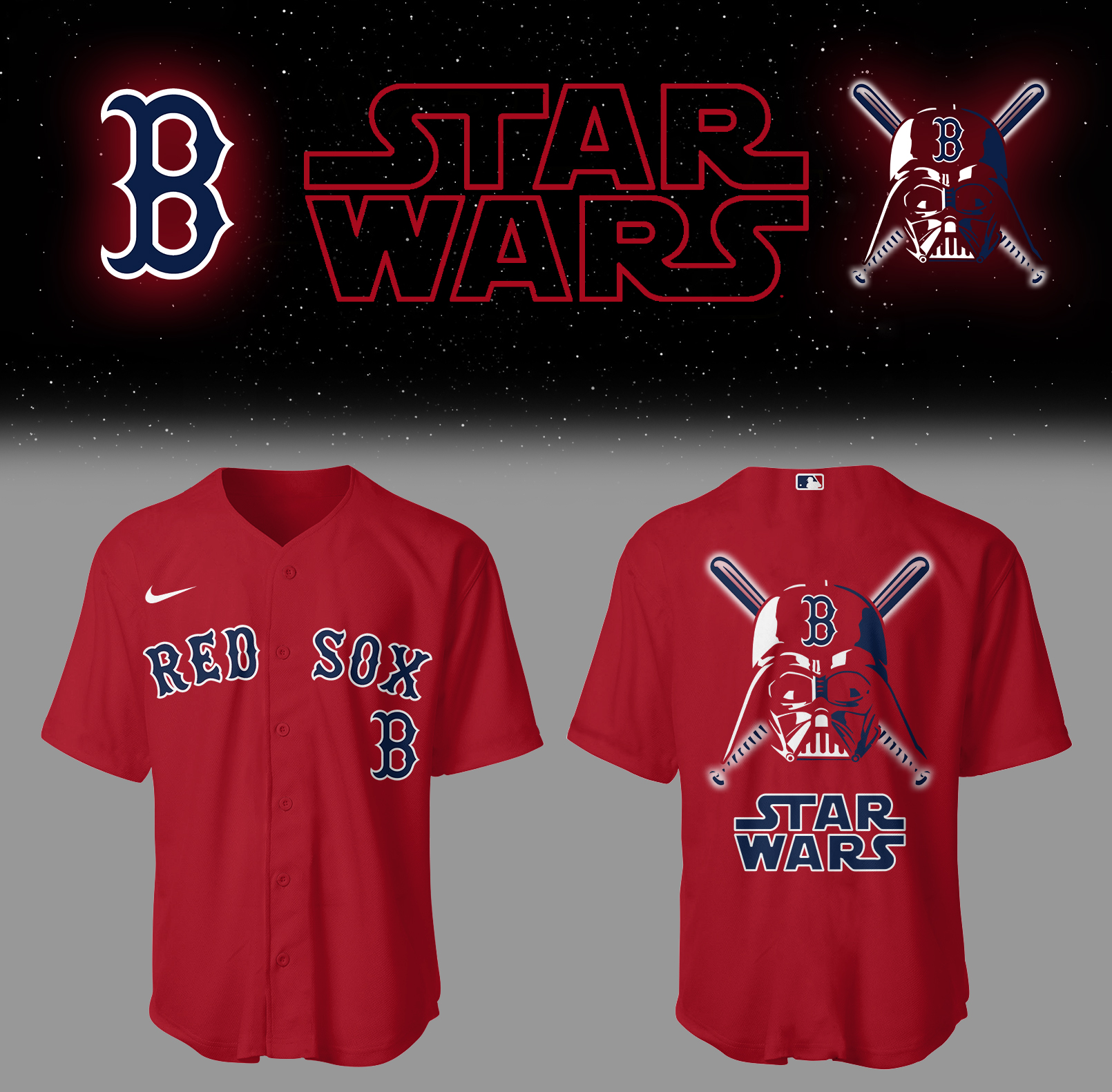 Red Sox Baseball 2025 Red Sox x Star Wars Red Jersey Gifts For Baseball Fans