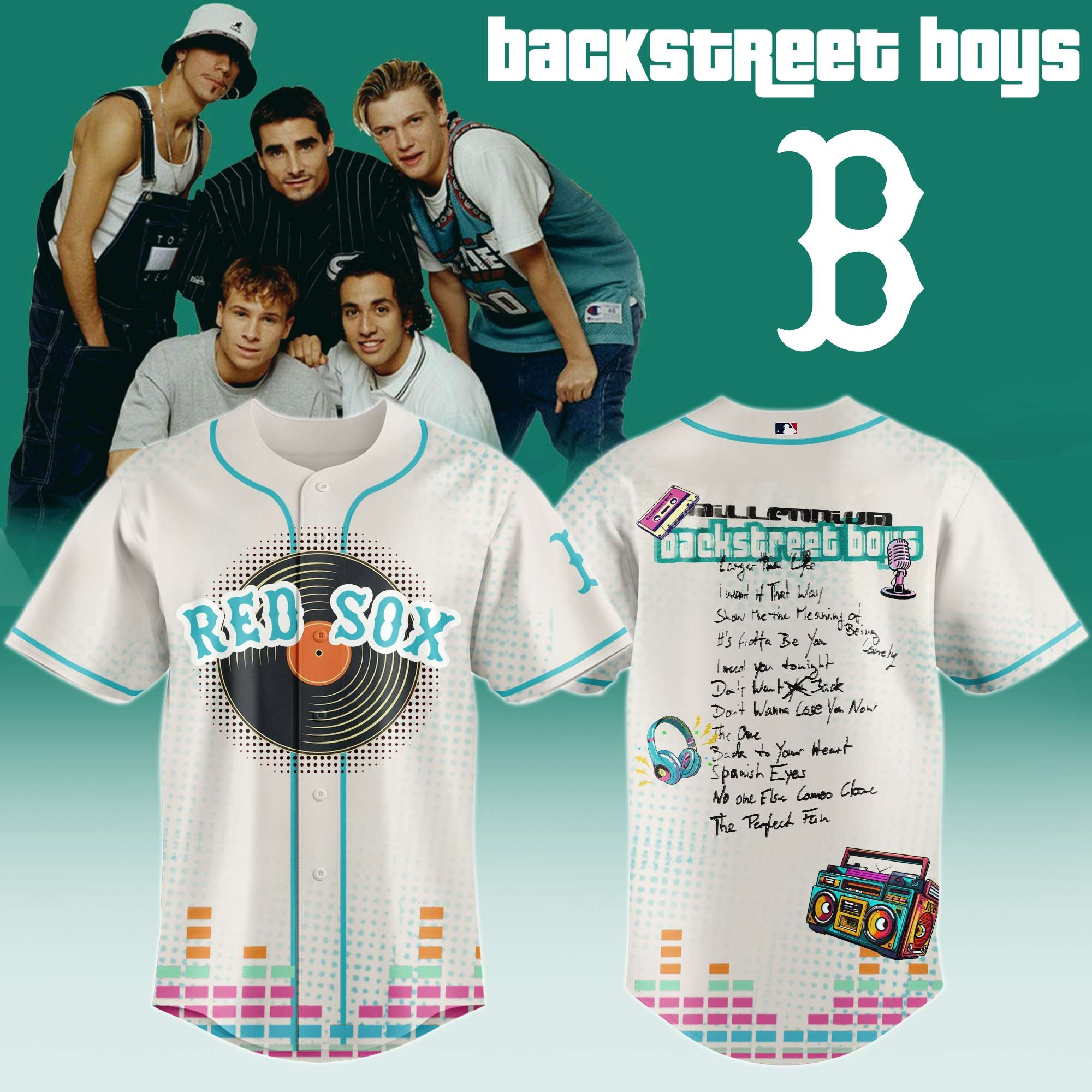 Red Sox x Backstress Boys Tour 2025 Baseball Jersey Presents For Music Owners