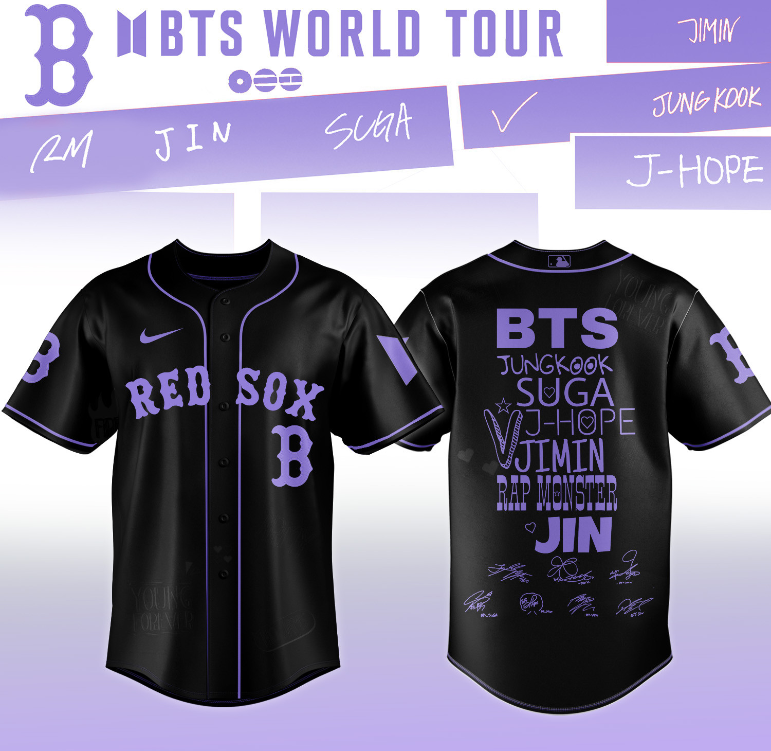 Red Sox x BTS Arirang World Tour 2026 Jersey Game Day Clothing 2026 MLB Pllayoffs Gear For Brother