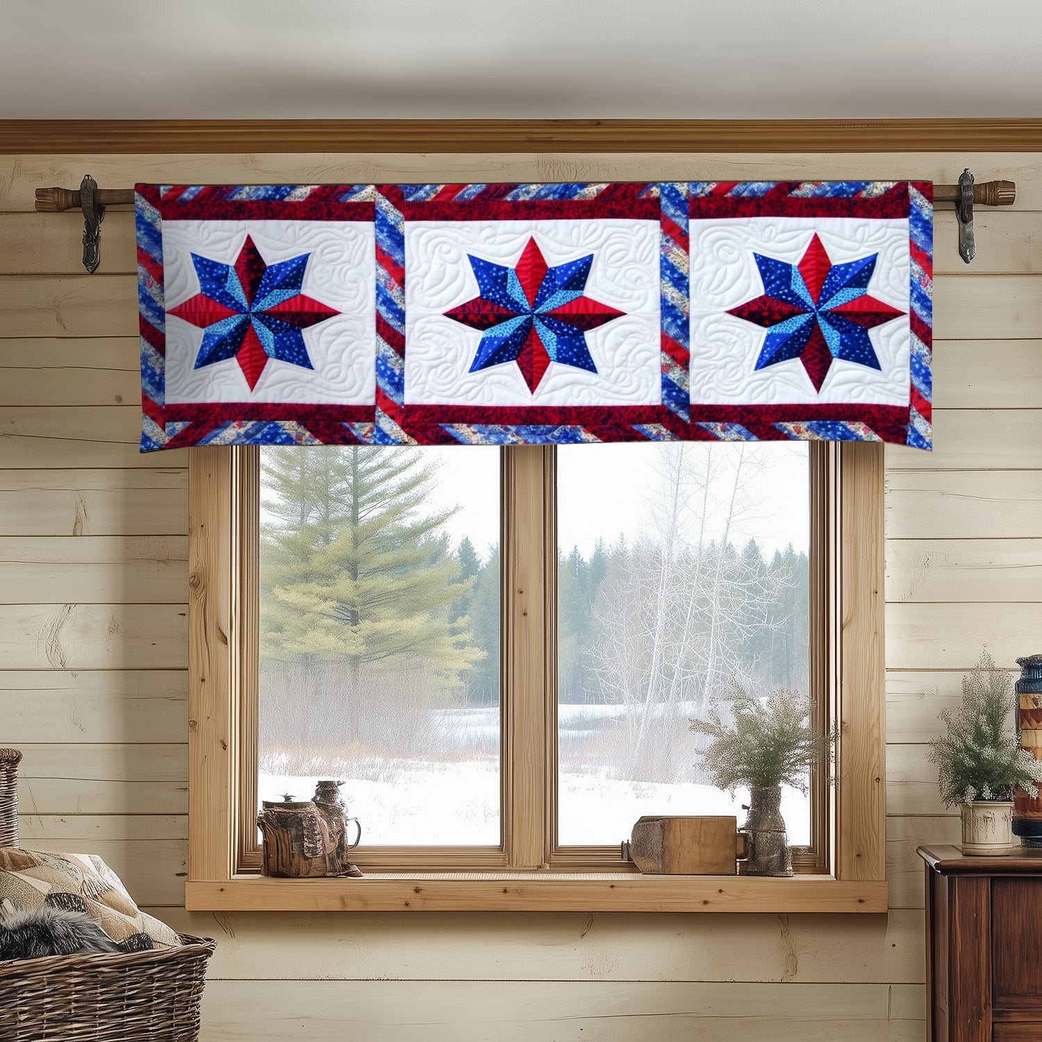 Red Starry Quilted Valance Front Door Idea Native American Themed Gifts