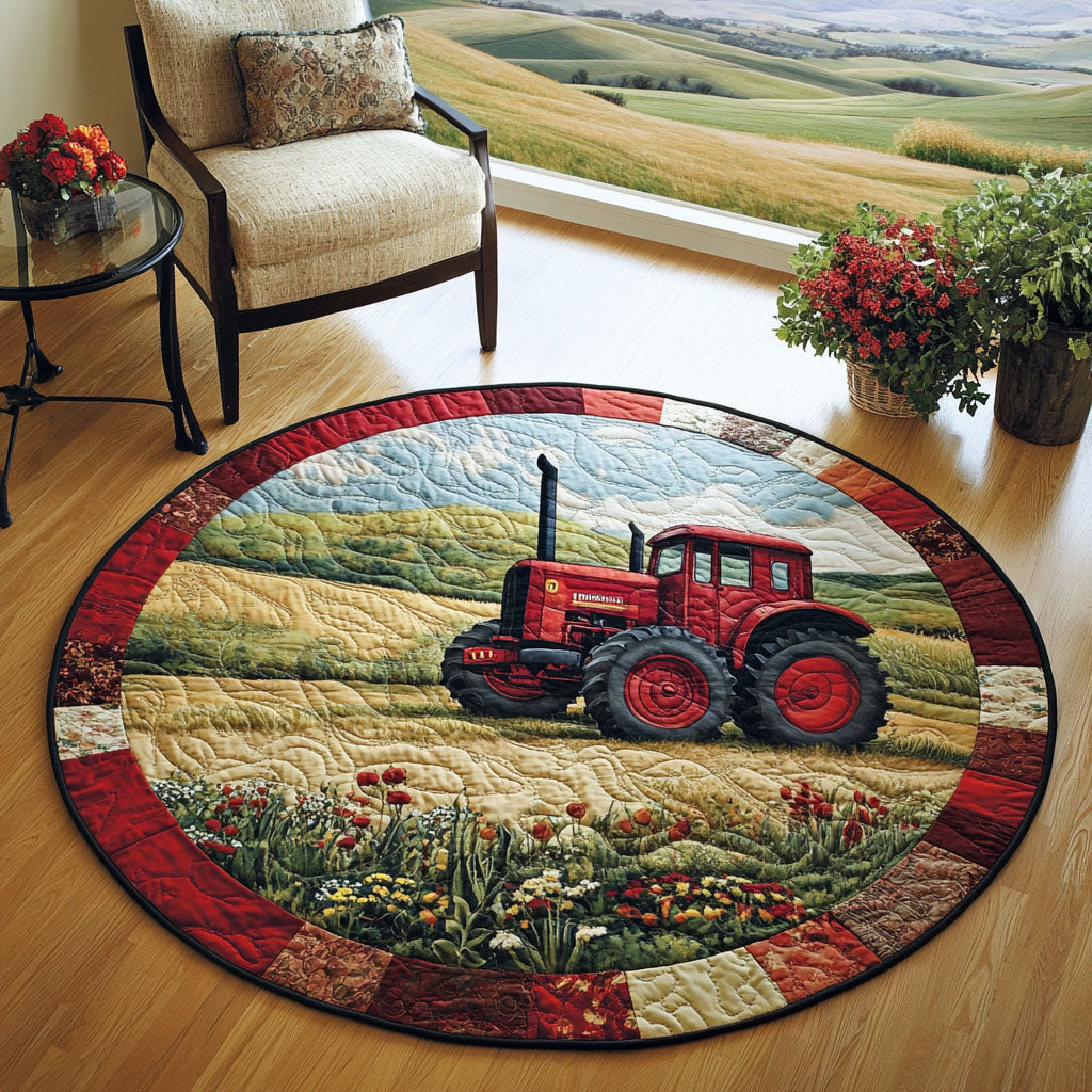 Red Tractor Days Quilted Round Mat Entryway Design Ideas Farming Gifts For Her