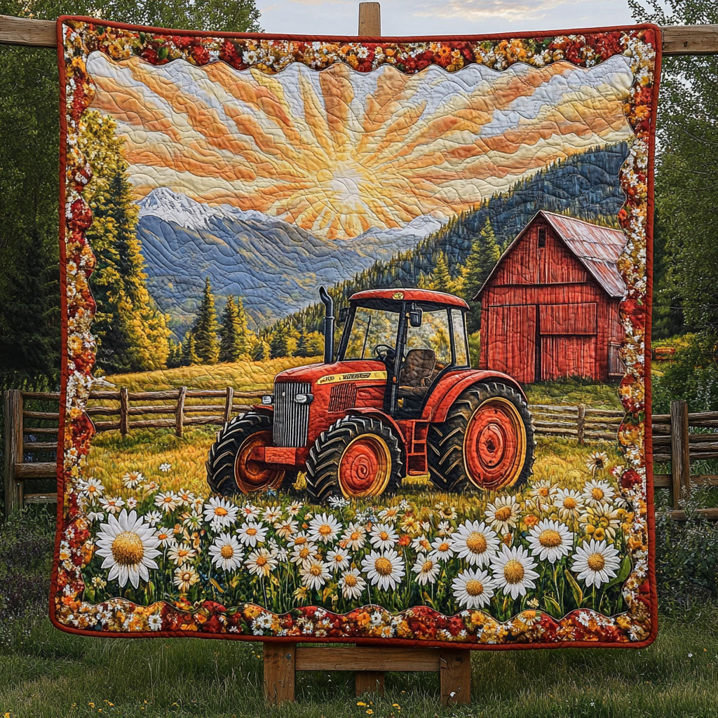 Red Tractor Trail Quilted Blanket Best Throw Blanket Tractor Gifts For Dad Farmers