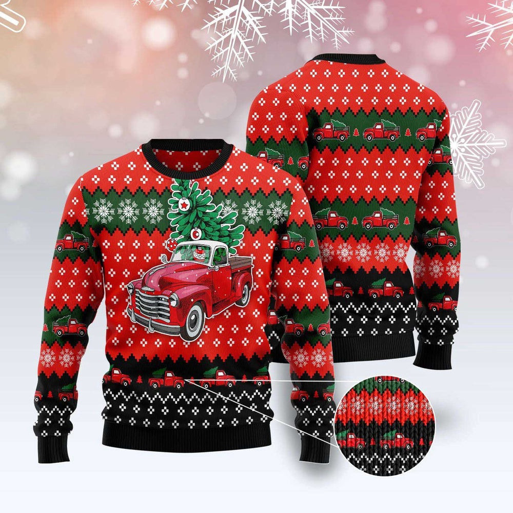 Red Truck Christmas All Over Print Ugly Christmas Sweater Funny Ugly Christmas Sweater Cool Christmas Gifts