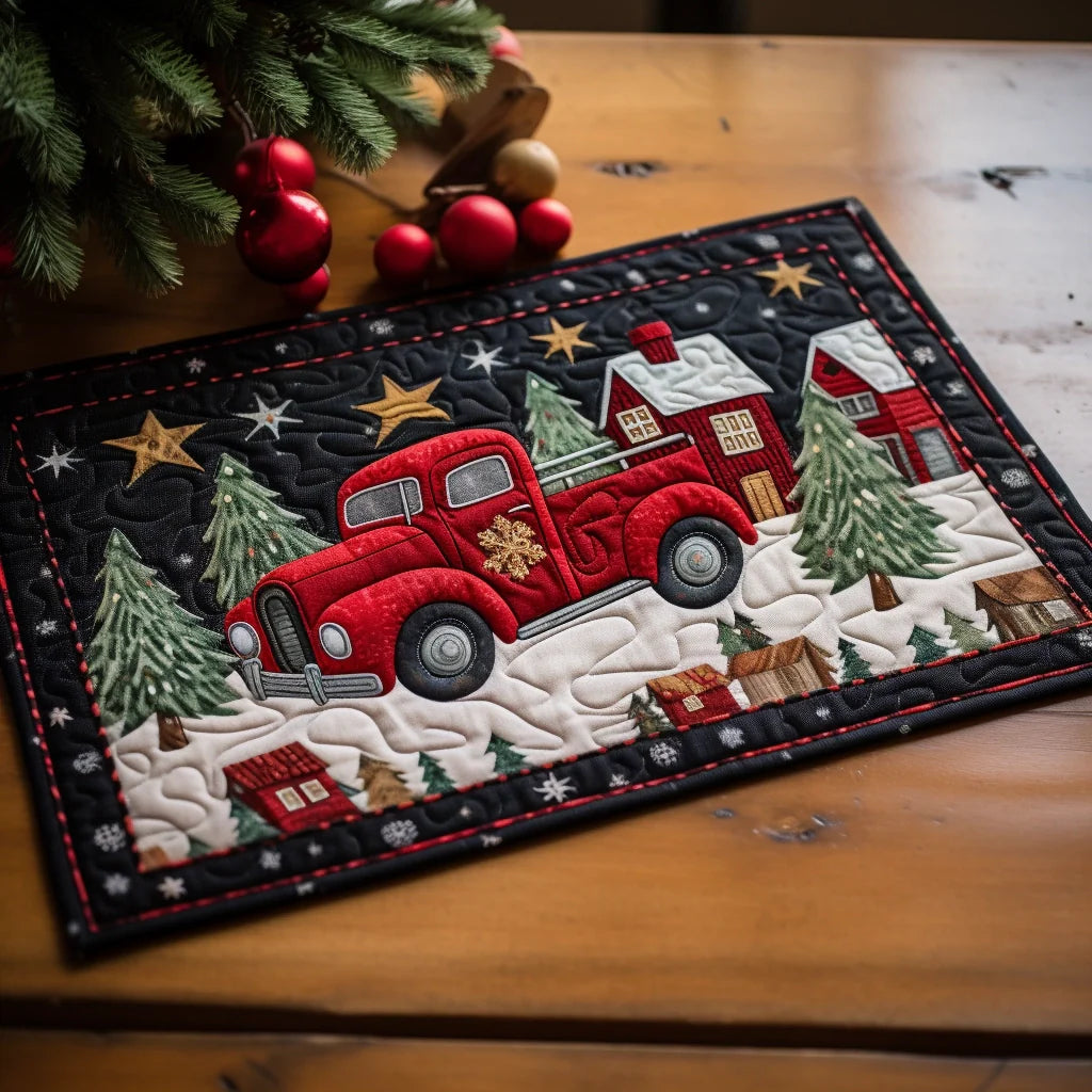 Red Truck Christmas Quilted Placemat Placemats For Round Table Retirement Gift Ideas For Men