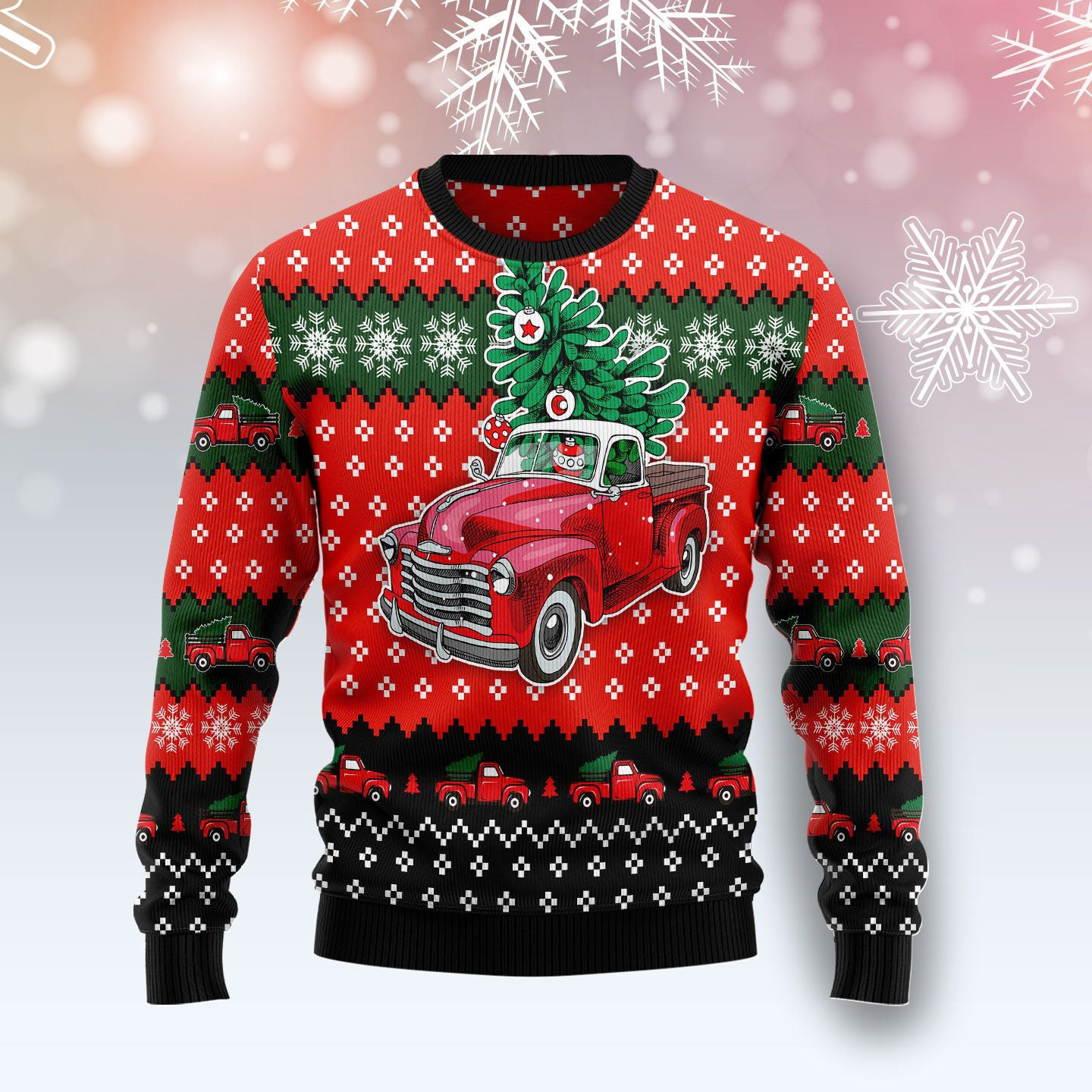 Red Truck Christmas Ugly Christmas Sweater Winter Apparel Xmas Gifts For Truckers