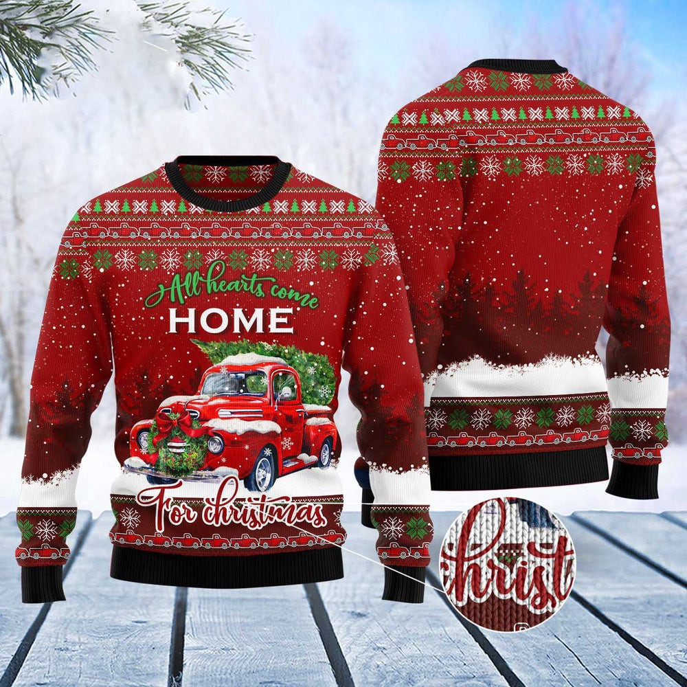 Red Truck Home Christmas Ugly Christmas Sweater Funny Ugly Christmas Sweater Cool Christmas Gifts