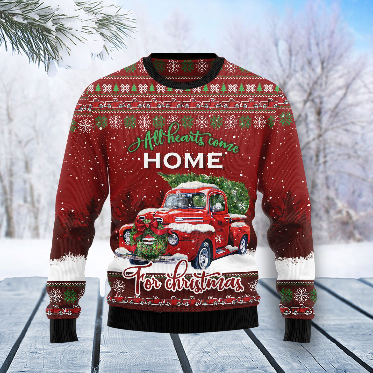 Red Truck Home Christmas Ugly Christmas Sweater Holiday Clothing Trucker Christmas Gifts