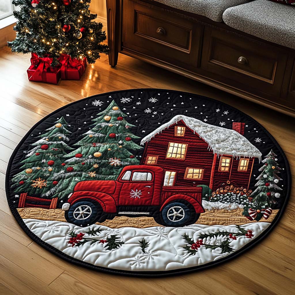 Red Truck Quilted Round Mat Entryway Ideas Christmas Giving Ideas For Families
