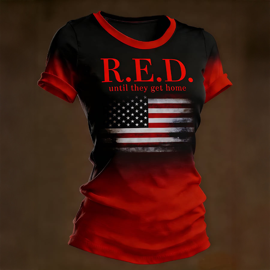 Red Until They All Get Home T-Shirt American Flag Red Fridays Clothes Gift For Wife