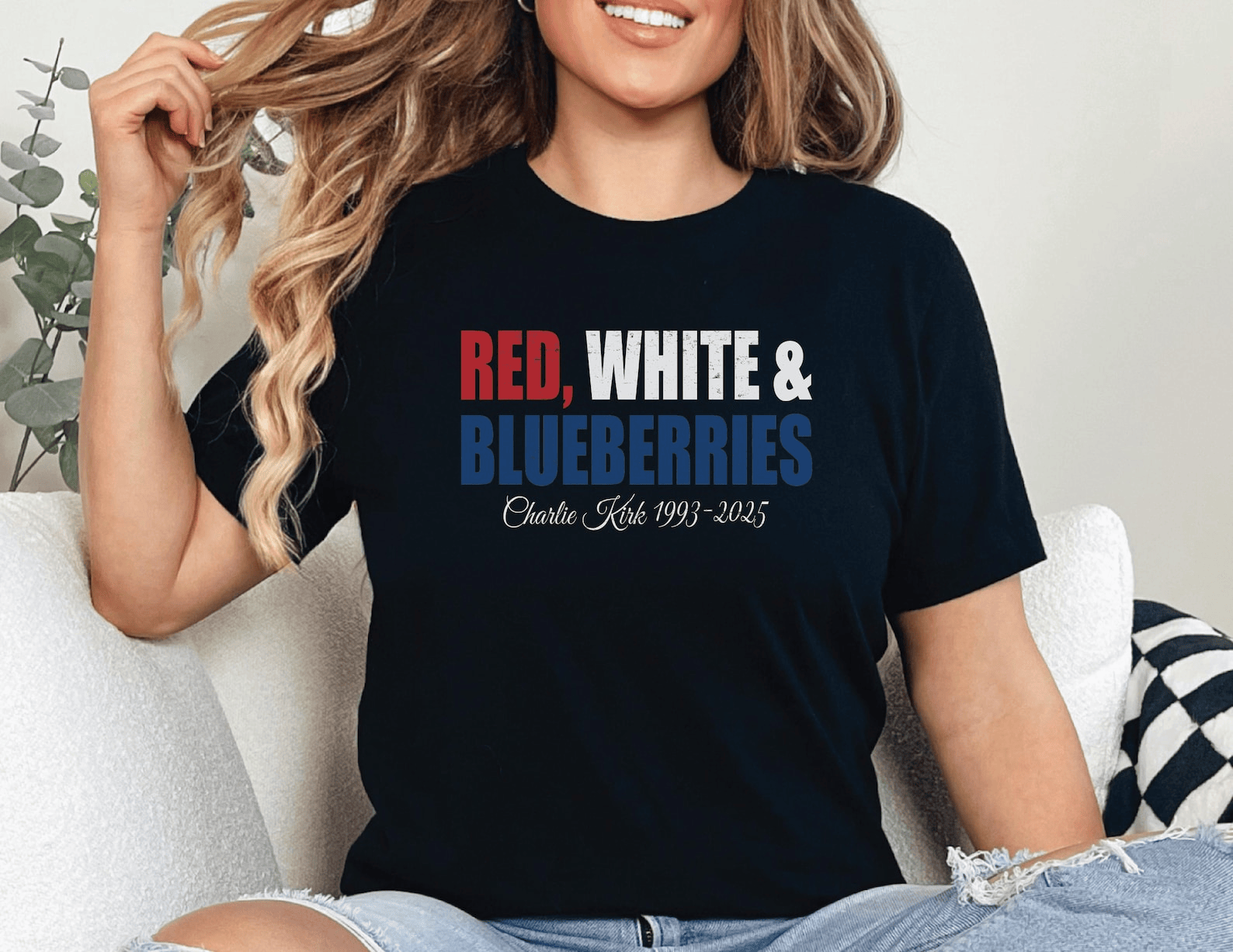 Red White & Blueberries Charlie Kirk 1993-2025 Memorial Freedom Shirt Justice for Charlie Kirk shirt - Image 2