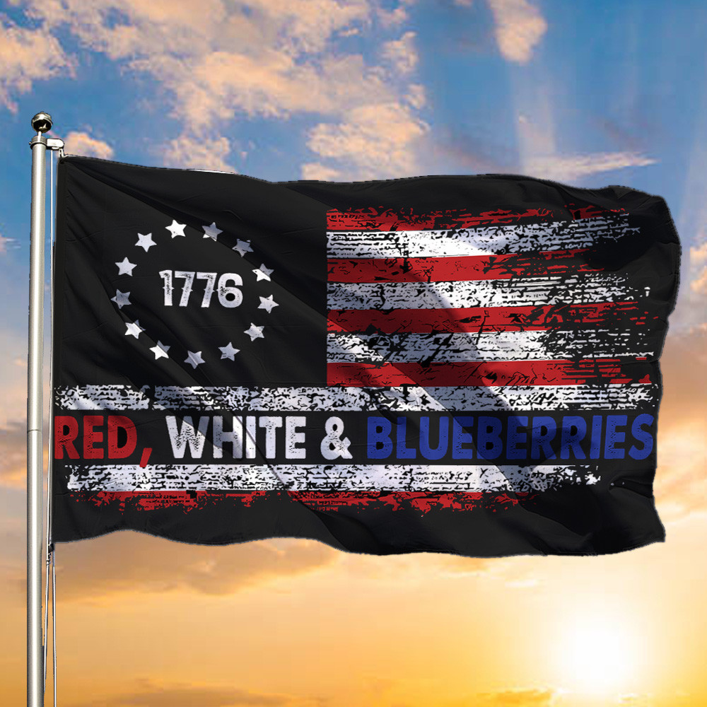 Red White & Blueberries Merch Flag Charlie Kirk Remembrance Ideas Gifts For Outdoor Decor